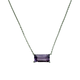 .925 Sterling Silver Amethyst Stationary Bar Pendant Necklace Silver necklace with purple gemstone pendant on a white background