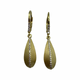 .925 Sterling Silver Gold Plated Satin Teardrop CZ Lever Back Dangle Earrings Gold teardrop earrings with embedded stones on a white background