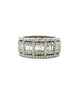 18K White Gold 3.5CTW Baguette & Round Cut Diamond Multi-Row Wide Eternity Band