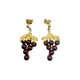 14K Yellow Gold Garnet Bead Grape Drop Stud Earrings