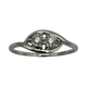 .925 Sterling Silver 1/10CTW Diamond East West Bypass Illusion Ring Silver ring with two diamonds on a white background