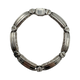 .925 Sterling Silver 51G 9.5MM Circle Bar Link Bracelet Silver bracelet with decorative links on a white background