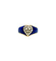 Vintage 1960s 14K Yellow Gold Lapis Lazuli Inlay & Diamond Heart Cocktail Ring