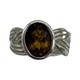 Pandora .925 Sterling Silver "Tied Together" Smokey Quartz Ring Silver ring with a dark gemstone on a white background