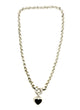 Vintage .925 Sterling Silver Thick Rolo Belcher Chain Necklace Necklace with a heart-shaped pendant on a white background