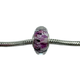 Pandora .925 Sterling Silver Shoreline Sea Glass Charm Silver charm with a purple and black speckled design on a white background
