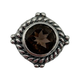 .925 Sterling Silver Round Bezel Set Faceted Smokey Quartz Rope Framed Ring