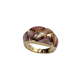 Kabana 14K Rose Gold Pink Mother of Pearl Inlay Dome Ring Gold ring with purple and gold inlay on a white background
