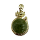 14K Yellow Gold Jade Double Framed Dragon Pendant Gold pendant with a green stone on a white background