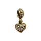 Pandora 14K Yellow Gold Diamond Brilliant Heart Dangle Charm Gold heart-shaped charm with embedded diamonds on a white background