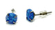 .925 Sterling Silver Round Blue Opal Stud Earrings Pair of blue opal stud earrings on a white background