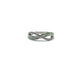 .925 Sterling Silver White Opal CZ Crossover Infinity Band Silver ring with a diamond on a white background