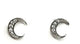 .925 Sterling Silver CZ Crescent Moon Stud Earrings Pair of silver moon-shaped earrings with clear gemstones on a white background