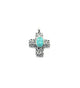 .925 Sterling Silver Turquoise Filigree Cross Pendant Silver pendant with a blue gemstone on a white background