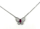 .925 Sterling Silver White and Red CZ Butterfly Stationary Pendant Necklace