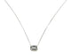 .925 Sterling Silver Emerald Cut CZ Bezel Stationary Pendant Cable Necklace Silver necklace with a rectangular gemstone pendant on a white background