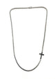 .925 Sterling Silver David Yurman .55CTW Black Diamond Station Cross Necklace Necklace with a cross pendant on a white background