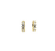 Gold hoop earrings with clear gemstones on a white background