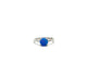.925 Sterling Silver Blue Opal 4-Prong Solitaire Ring Silver ring with a blue gemstone on a white background