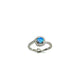 .925 Sterling Silver Blue Opal CZ Halo Bypass Ring Silver ring with a blue gemstone on a white background