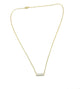 .925 Sterling Silver Gold Plated Pavé CZ Bar Necklace Gold necklace with a bar pendant on a white background