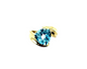 14K Yellow Gold Blue Topaz Ribbed Bypass Ring
