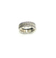 Pandora .925 Sterling Silver CZ 3 Row "Forever" Band Silver ring with embedded stones on a white background