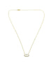 .925 Sterling Silver Gold Plated Hexagon Mother of Pearl CZ Halo Necklace Gold necklace with a diamond pendant on a white background