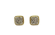 10K Yellow & White Gold 1CTW Diamond Cluster Halo Square Stud Earrings