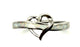 .925 Sterling Silver Heart Outline Opal Inlay Wave Band Heart-shaped silver ring with opal inlay on a white background