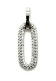 .925 Sterling Silver CZ Pavé Elongated Oval Knocker Drop Pendant Silver pendant with clear stones on a white background
