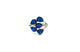 .925 Sterling Silver Blue Opal Multi Stone Bypass Ring Silver ring with blue gemstones on a white background