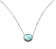 .925 Sterling Silver Larimar Oblong Bezel Stationary Pendant Necklace