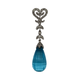 Jewelry with a blue teardrop pendant and decorative heart-shaped top on a white background