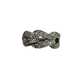 14K White Gold 3/4CTW Diamond 3 Buckle Ring Silver ring with gemstones on a white background