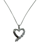 .925 Sterling Silver CZ Mom Cutout Heart Pendant Necklace Heart-shaped pendant with 'MOM' on a chain against a white background