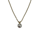 18K Yellow Gold Single White Pearl Cable Link Necklace Gold necklace with a single pearl pendant on a white background