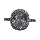.925 Sterling Silver Cushion Cut CZ Halo Ring Diamond ring with a large central gemstone and smaller stones around on a white background