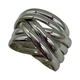 .925 Sterling Silver 6 Row Wide Crossover Band Silver ring with braided design on a white background