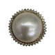 14K Yellow Gold 3/4CTW Diamond Mabe Pearl Halo Ring Pearl ring with diamonds on a white background