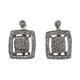 18K White Gold 1.5CTW Diamond Halo Drop Earrings Pair of square-shaped earrings with diamond-like stones on a white background
