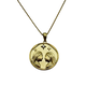 .925 Sterling Silver Gold Plated Zodiac CZ Round Pendant Necklace (Gemini)