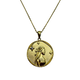 .925 Sterling Silver Gold Plated Zodiac CZ Round Pendant Necklace (Virgo) Gold pendant necklace with a profile design on a white background