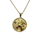 .925 Sterling Silver Gold Plated Zodiac CZ Round Pendant Necklace (Capricorn) Gold pendant necklace with a goat design on a white background