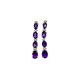 Pair of purple gemstone earrings with silver accents on a white background
