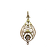 Gold pendant with floral design and central gemstone on a white background
