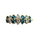 14K Yellow Gold 3/4CTW Blue & White Diamond 2-Row Ring Ring with blue and clear gemstones on a white background