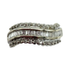 14K White Gold 1/2CTW Diamond 3-Row Wave Ring Silver ring with diamond accents on a white background