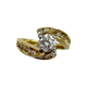 18K Yellow Gold/Platinum 1CTW Diamond Channel Bypass Ring Gold ring with a diamond on a white background