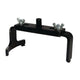 Black metal stand with two adjustable wing nuts on a white background